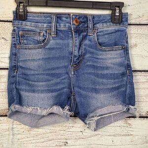 American Eagle Next Level Stretch Denim Shorts Women’s Size 00 Distressed Cuffed